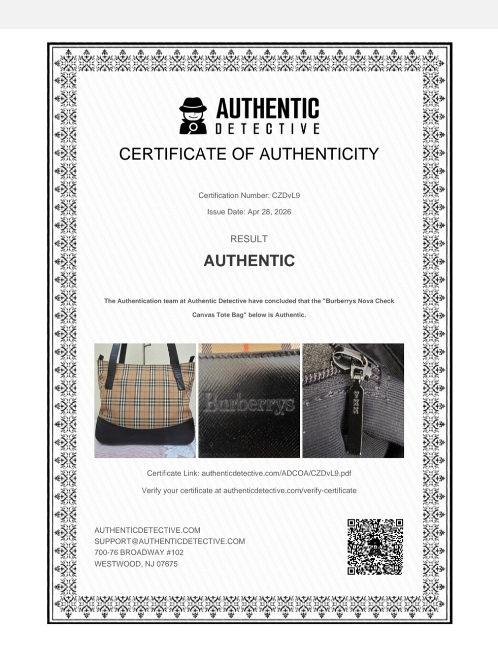 Burberry Canvas Nova Check Top Zip Tote Bag AUTHENTIC - Picture 16 of 16